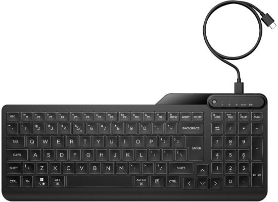 HP 405 Multi-Device Backlit Wired Keyboard – Black