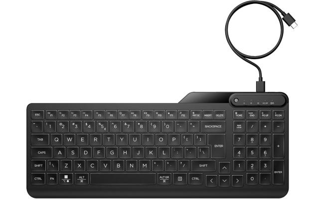 HP 405 Multi-Device Backlit Wired Keyboard – Black HP 405 Multi-Device Backlit Wired Keyboard – Black