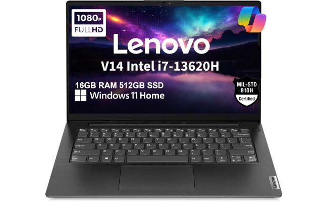 Lenovo V14 G4 (2025) 13th Gen Intel Core i7 13620H 10-Cores w/ High-Performance Processor Business Class & Pre-Installed Windows 11  - Black