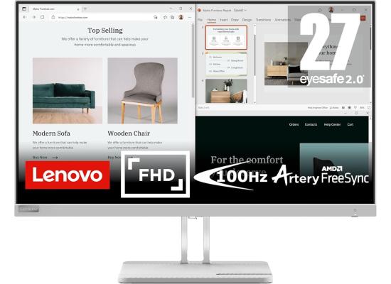 Lenovo L27e-40 27" Full HD 99% sRGB 100Hz Eyesafe & Low Blue Light w/ VGA & HDMI Interface - Cloud Grey