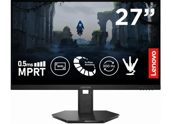 Lenovo Legion 27Q-11 27'' IPS 2K QHD 300Hz HDR10 0.5ms MPRT Gaming Monitor , 2X HDMI 2.1, DP 1.4, DP Cable, AMD FreeSync Premium Tilt/Height/Rotation/Pivot Adjustment - Black product thumbnail 2