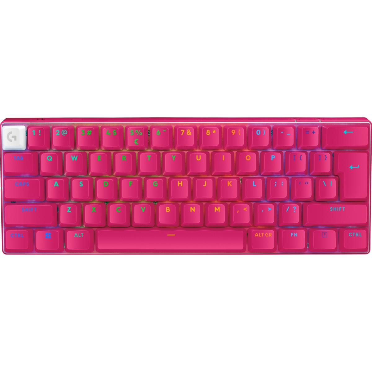 Logitech G PRO X 60 LIGHTSPEED Wireless Ultra Compact TKL 60% Mechanical LIGHTSYNC RGB Dual-Shot PBT Keycaps GX Optical Tactile Switches - Magenta