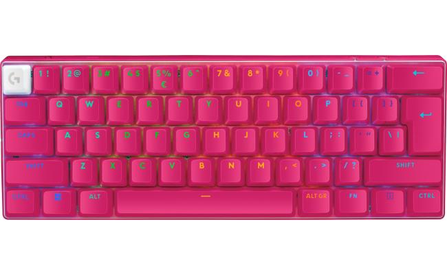 Logitech G PRO X 60 LIGHTSPEED Wireless Ultra Compact TKL 60% Mechanical LIGHTSYNC RGB Dual-Shot PBT Keycaps GX Optical Tactile Switches - Magenta