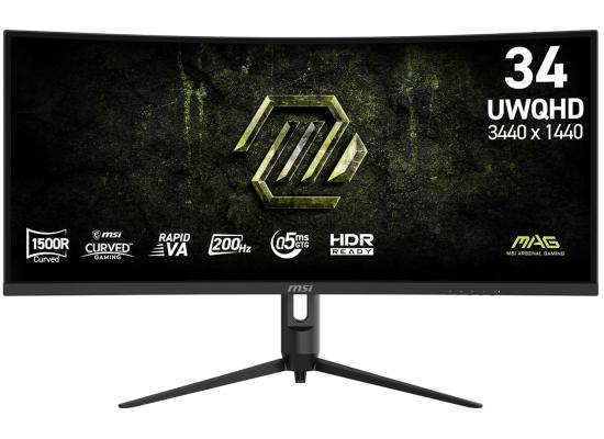 MSI MAG 342CQRF E20 34" UWQHD 4K Curved 1500R 200Hz ,0.5ms , sRGB 110% 1.07B Color HDR Ready AI Vision Less Blue Light Adaptive-Sync - Black