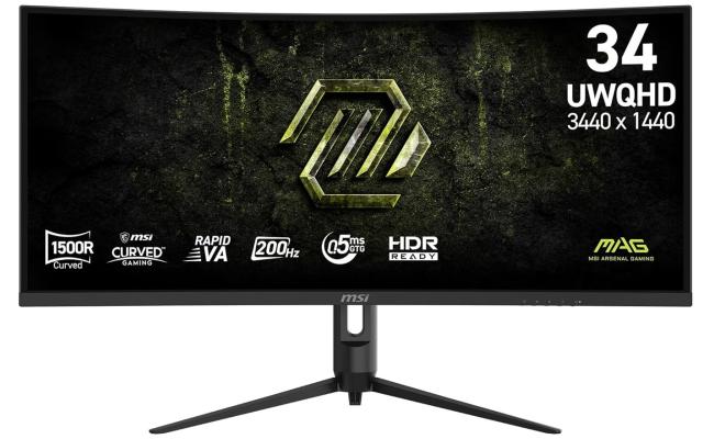 MSI MAG 342CQRF E20 34" UWQHD 4K Curved 1500R 200Hz ,0.5ms , sRGB 110% 1.07B Color HDR Ready AI Vision Less Blue Light Adaptive-Sync - Black