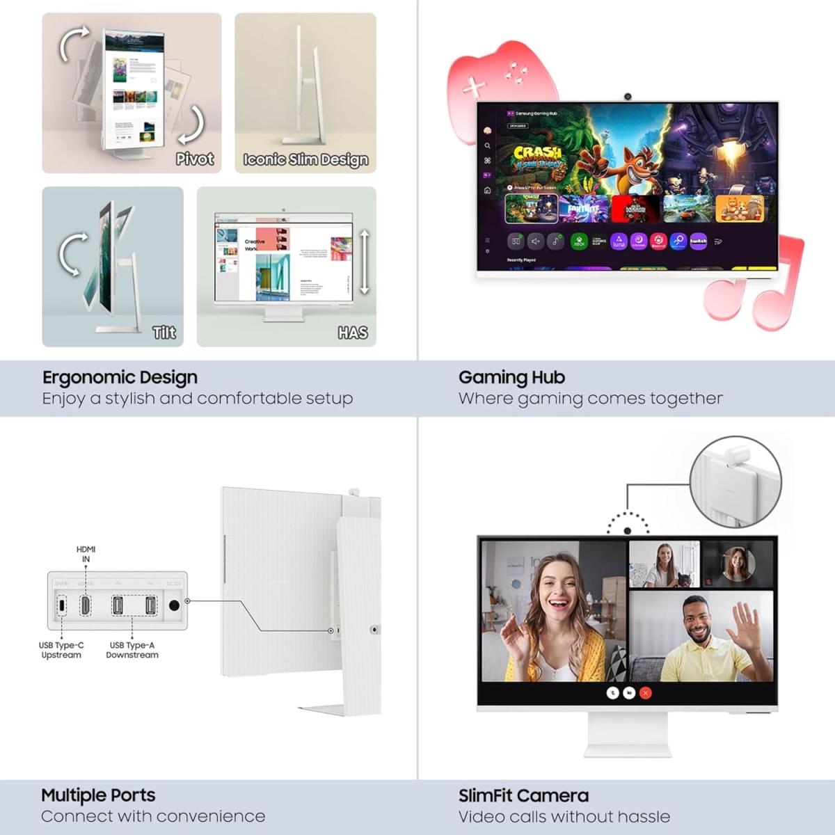 Samsung Smart Monitor M8 M80F 32-inch 4K UHD with Vision AI - Warm White Samsung Smart Monitor M8 M80F 32-inch 4K UHD with Vision AI - Warm White