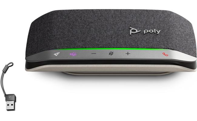 Poly Sync 20M Personal Portable Bluetooth Smart Speakerphone w/ USB-C/A Adapter Adapter Connect Wirelessly to PC/Mac/Cell Phone Works w/Teams, Zoom