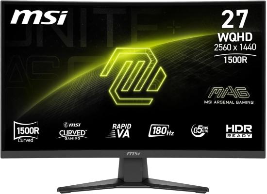 MSI MAG 275CQF E18 27" Curved 1500R Rapid VA QHD 2K 180Hz 0.5ms HDR Ready Frameless Night Vision Less Blue Light w/ 2 x HDMI & DisplayPort - Black