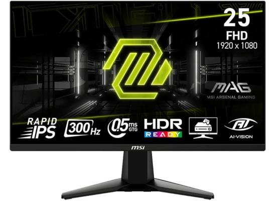 MSI MAG 255XF 25" Rapid IPS Full HD 300Hz 0.5ms HDR Ready AI Vision AMD FreeSync™ Premium w/ 2x HDMI & DisplayPort Interface - Black