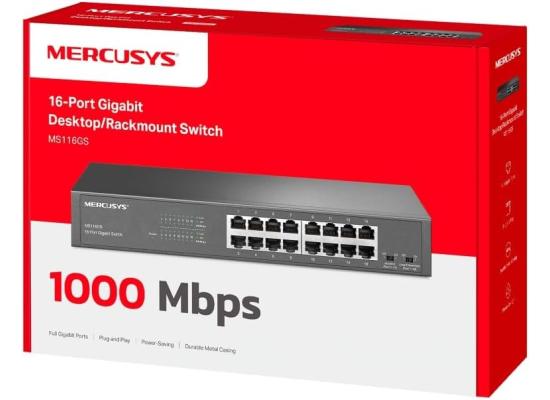 TP-Link Mercusys MS116GS 16 Port Gigabit Switch, Desktop or Rack Mount, Plug & Play, Traffic Priority, Loop Prevention, Isolation Mode, Silent Operation, Metal Case