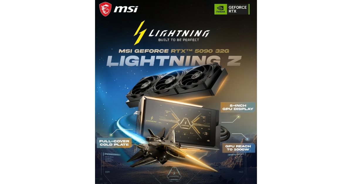 كرت شاشة MSI GeForce RTX 5090 LIGHTNING Z , 32GB GDDR7 512-Bit Memory, 2730 MHz Boost Clock, 28 Gbps Memory Speed, 21760 CUDA Cores, PCI Express Gen 5