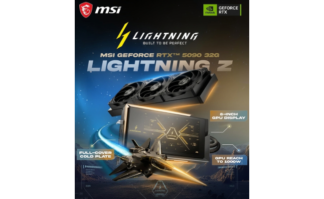 MSI GeForce RTX 5090 LIGHTNING Z Graphics Card, 32GB GDDR7 512-Bit Memory, 2730 MHz Boost Clock, 28 Gbps Memory Speed, 21760 CUDA Cores, PCI Express Gen 5
