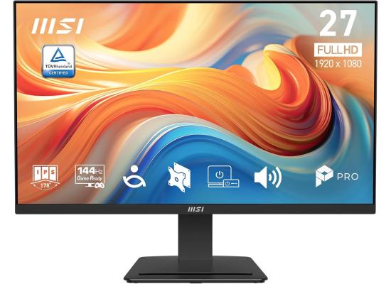 MSI PRO MP273 E14A 27" IPS Full HD 144Hz 1ms Less Blue Light PRO VESA Mountable Built-in Speakers Tilt-Adjustable HDMI & DP - Black