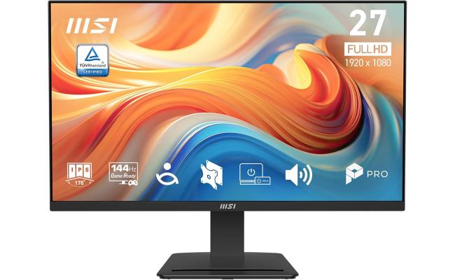 MSI PRO MP273 E14A 27" IPS Full HD 144Hz 1ms Less Blue Light PRO VESA Mountable Built-in Speakers Tilt-Adjustable HDMI & DP - Black