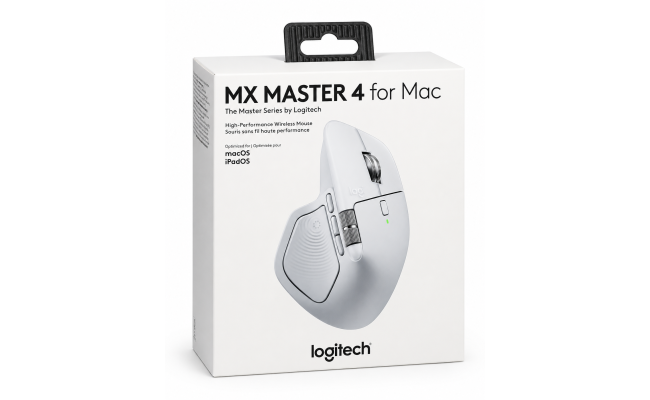 Logitech MX Master 4 For Mac , Ergonomic Wireless Mouse with Advanced Performance Haptic Feedback, Ultra-Fast Scrolling, USB-C Charging, Bluetooth, Windows, MacOS - Pale Grey