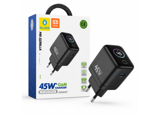 BLUEO Mr. Gorilla LC013 45W GaN Smart Display Fast Charger EU - Black