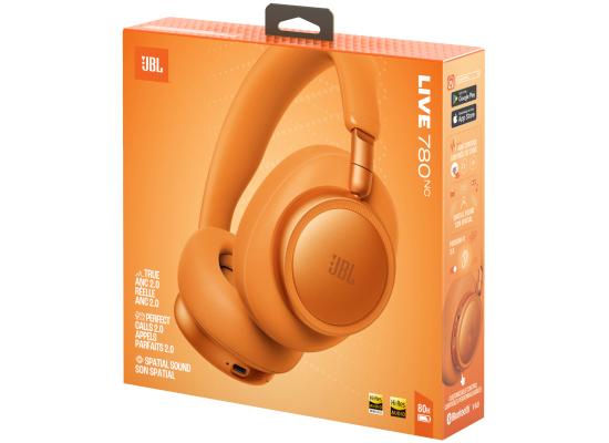 JBL Live 780NC - Noise Cancelling | JBL Signature Sound with Hi-Res Audio Wired & Wireless, True Adaptive Noise Cancelling 20, Real Time Calibration , Orange