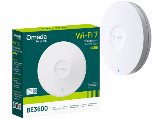 TP-Link Omada EAP720 BE5000 Dual-Band Wi-Fi 7 Ceiling Mount Access Point with Power Adapter
