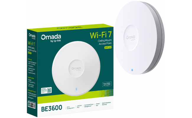 TP-Link Omada EAP720 BE5000 Dual-Band Wi-Fi 7 Ceiling Mount Access Point with Power Adapter