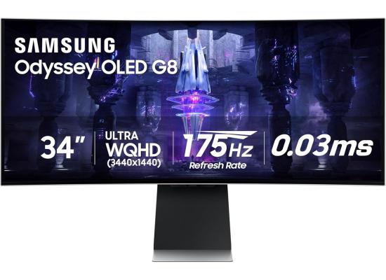 SAMSUNG Odyssey G8 G855D Odyssey G8 Smart 34" OLED 3K UWQHD , 175Hz , 0.03ms (GtG) , AMD FreeSync Premium Pro & G-Sync Technology, Silver