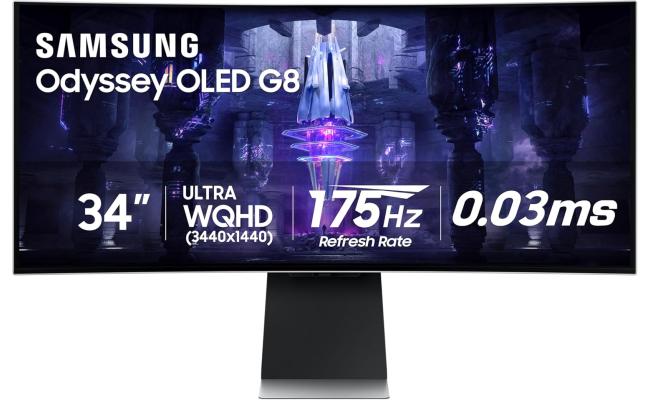 SAMSUNG Odyssey G8 G855D Odyssey G8 Smart 34" OLED 3K UWQHD , 175Hz , 0.03ms (GtG) , AMD FreeSync Premium Pro & G-Sync Technology, Silver