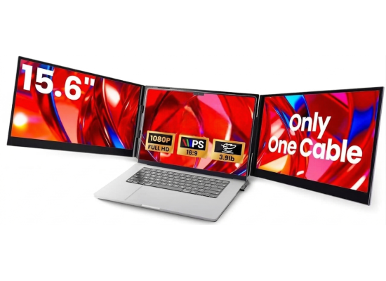 V2COM P7 Pro 15.6" IPS Full HD Triple Screen Extender Portable Monitor for Laptops 13-17.3" Ultra-Slim One Cable USB-C/USB-A Extended Display For macOS Windows Chrome OS Nintendo Switch