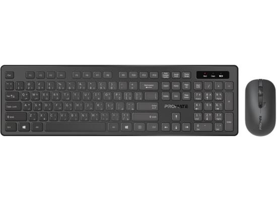 Promate ProCombo-13 Full-Size 2.4GHz Wireless Keyboard & Mouse Combo , Slim & Quiet Keys , Arabic / English Layout