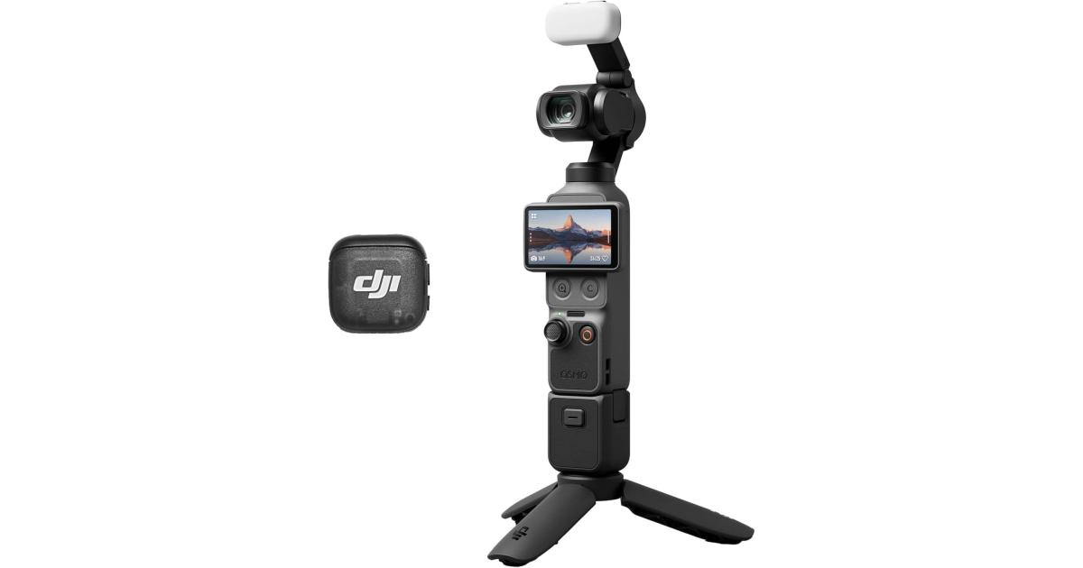 كاميرا DJI Osmo Pocket 4 Creator Combo Action، مستشعر CMOS 1 بوصة، فيديو 4K 240 إطارًا في الثانية، 3 محاور ثابتة، تخزين 107 جيجابايت، ActiveTrack، 7 تتبع ذكي، لون سجل D 10 بت، أسود