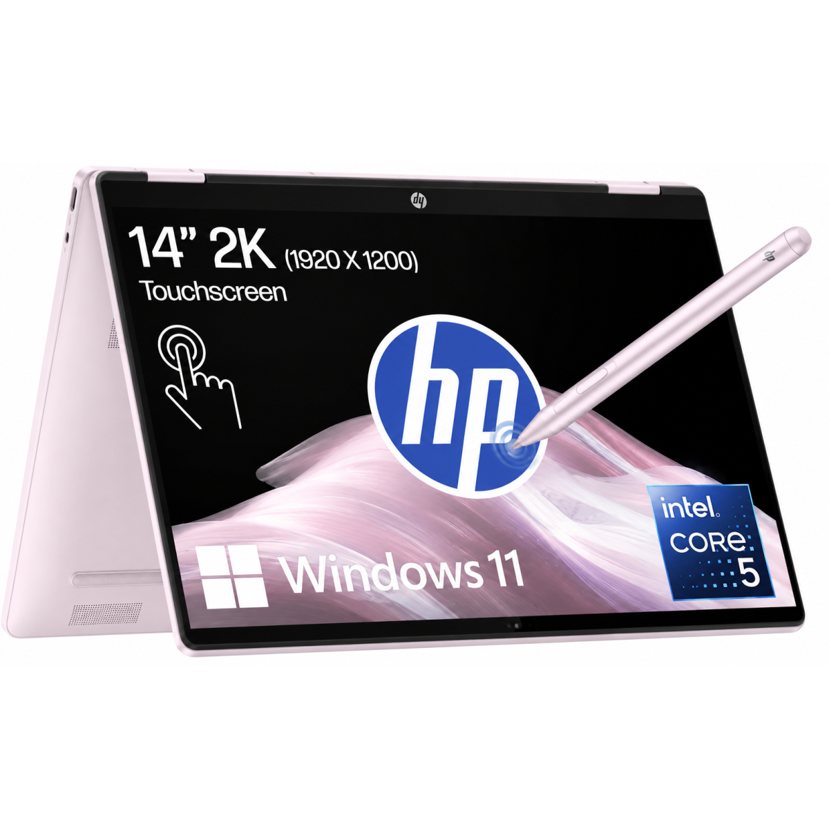 HP OmniBook 5 Flip (2025) 14-fp0046ne NEW Intel Core 7 10-Cores w/ 360° Touch Display & BIG Battery & Fast Charge - Pink