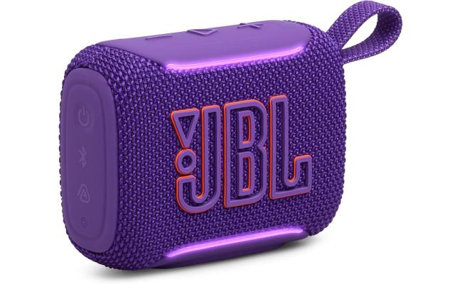 JBL Go 5 - Ultra-Portable Waterproof & Drop-Proof Speaker with JBL Legendary Sound & Ambient Edge Lighting, AirTouch Instant Stereo Pairing or Link Multiple Compatible Speakers via Auracast™ (Purple)