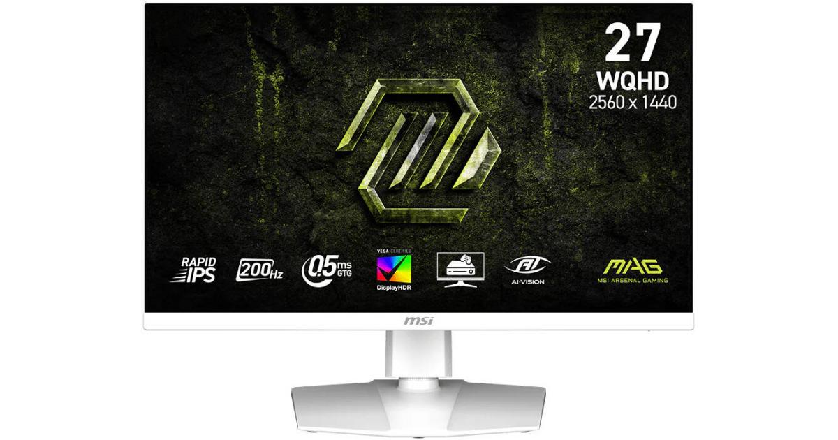 شاشة MSI MAG 274QRFW E20 مقاس 27 بوصة بتقنية IPS السريعة، WQHD 2K، معدل تحديث 200 هرتز، وقت استجابة 0.5 مللي ثانية (GtG)، متوافق مع NVIDIA G-SYNC، شاشة ملونة 1.07B - أبيض