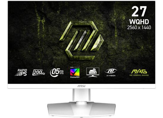 MSI MAG 274QRFW E20 27" Rapid IPS Display, WQHD 2K, 200Hz Refresh Rate, 0.5ms (GtG) Response Time, NVIDIA G-SYNC Compatible, 1.07B Color Display - White