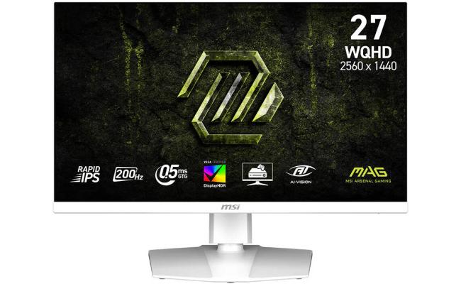 MSI MAG 274QRFW E20 27" Rapid IPS Display, WQHD 2K, 200Hz Refresh Rate, 0.5ms (GtG) Response Time, NVIDIA G-SYNC Compatible, 1.07B Color Display - White