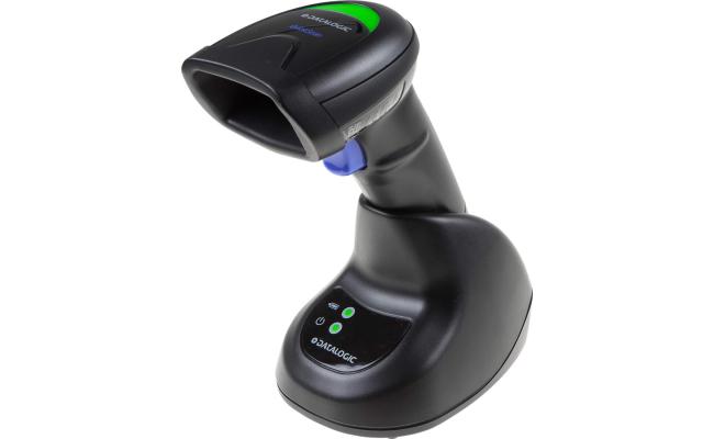 Datalogic QuickScan QBT2500 Bluetooth Scanner, 2D, Imager, Digimarc, Multi-Interface (RS232, KBW, USB), IP52 Protection Class, (USB, Straight, 2m), Charging/Transmitter Cradle, Black