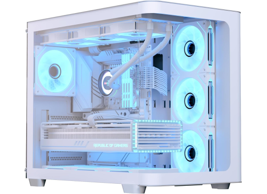AeroCool P500C ATX Mid Tower Gaming PC Case, Tempered Glass Front and Side Panels, 4x ARGB Fans Included, Up to 360mm Radiator Support, 10x 120mm Fan Support, White