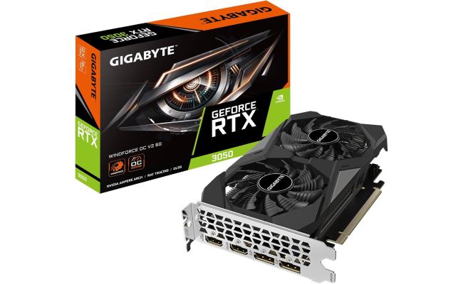 GIGABYTE GeForce RTX 3050 WINDFORCE OC V2 6G Graphics Card, 2X WINDFORCE Fans, 6GB GDDR6 96-bit GDDR6