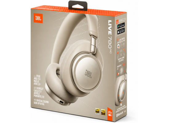 JBL Live 780NC - Noise Cancelling | JBL Signature Sound with Hi-Res Audio Wired & Wireless, True Adaptive Noise Cancelling 20, Real Time Calibration , Sand