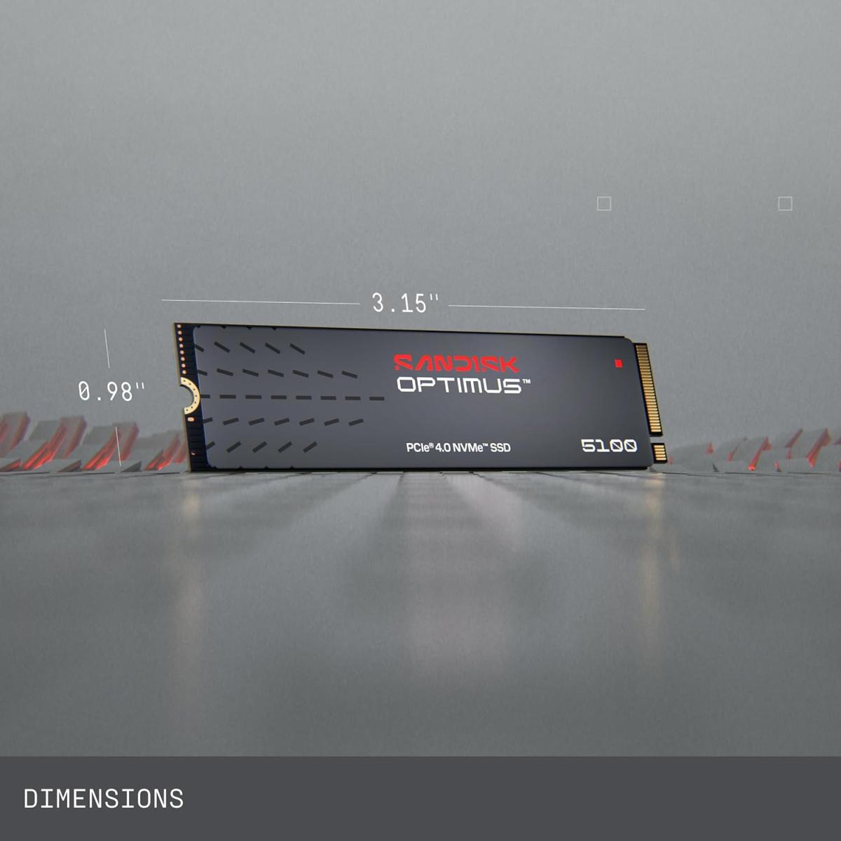 SANDISK Optimus 5100 500GB NVMe Gen4 PCIe M.2 2280 SSD TLC 3D NAND Internal SSD up to 6,600MB/s SANDISK Optimus 5100 500GB NVMe Gen4 PCIe M.2 2280 SSD TLC 3D NAND Internal SSD up to 6,600MB/s