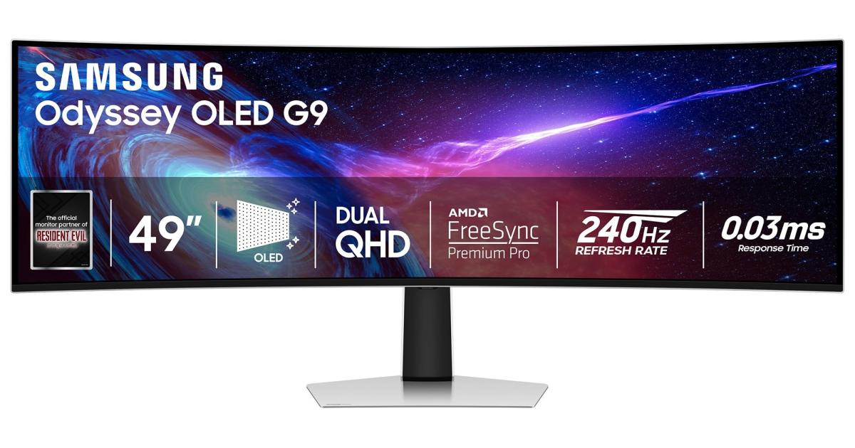 سامسونج 49 بوصة أوديسي G9 G932 OLED منحني 1800R مزدوج QHD 240 هرتز 0.03 مللي ثانية HDR10+ HDMI 2.1 AMD FreeSync Premium Pro & NVIDIA G-Sync، أبيض