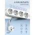 LDNIO SE1-C 20W PD Fast Charging Power Strip 4 EU Plug AC Outlets 4 USB Ports Extension Power Socket for Office Desktop EU Plug - White