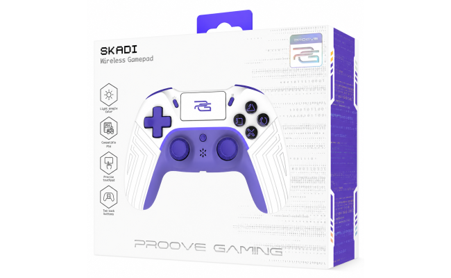Proove Gaming Skadi Wireless Gamepad Compatible To PlayStation 4, PC, Android - White/Purple