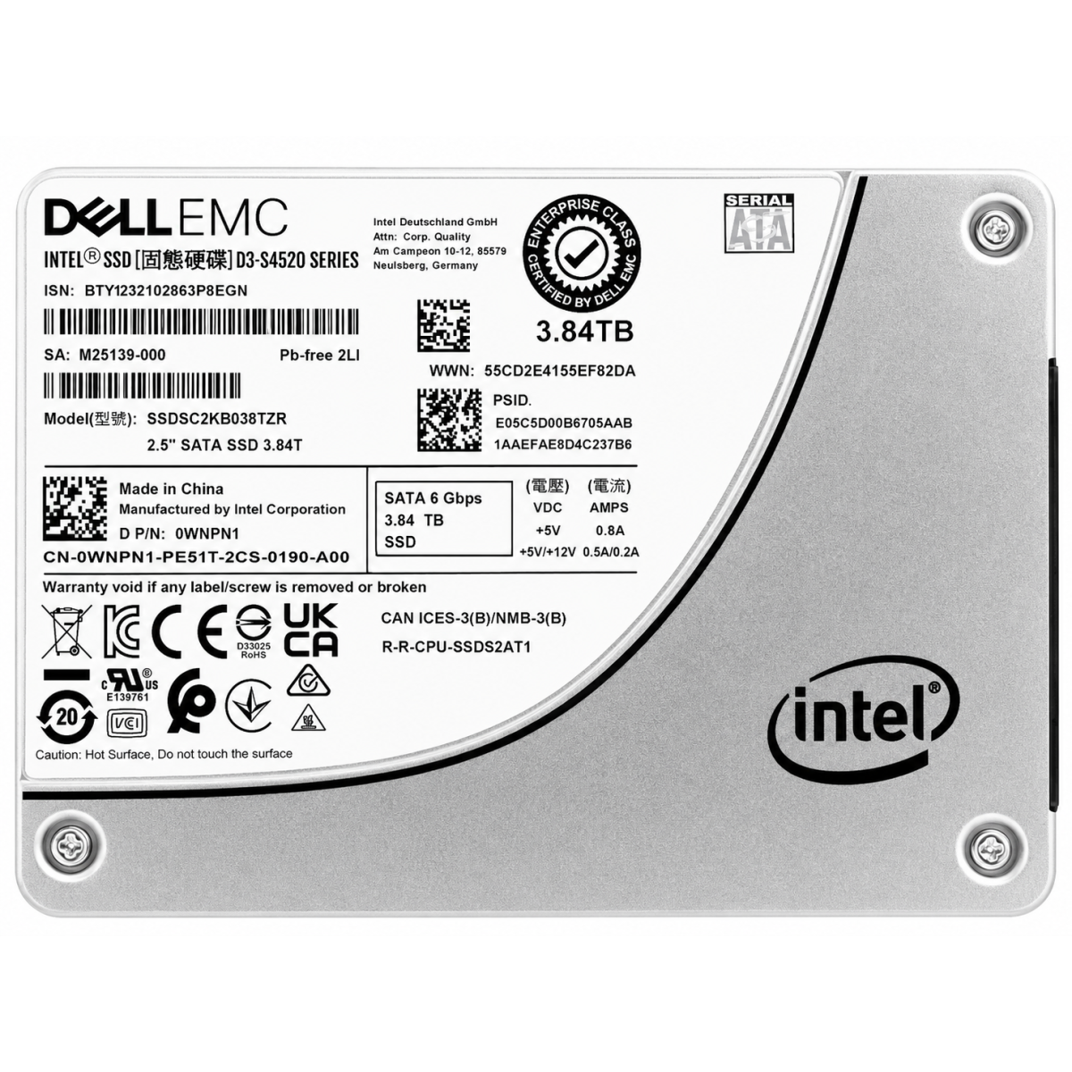 Dell 3.84TB Solidigm D3-S4520 Enterprise SATA 6Gb/s 2.5