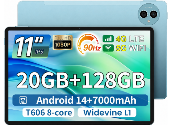 TECLAST P50 (2025) 11" IPS 90hz Android 15 WIFI & LTE Tablet (128GB Storage / 8GB + 12GB Shared Memory) 7000mAh Battery , Blue product thumbnail 2