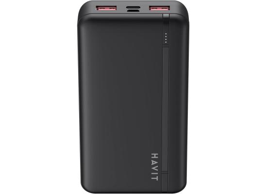 HAVIT PB92 Power Bank 20000mAh Dual Fast Charge 20W & 22.5W , Multiple USB A Outputs, USB Type C , LED Indicator, Triple Protection Charging for Compatible Devices - Black