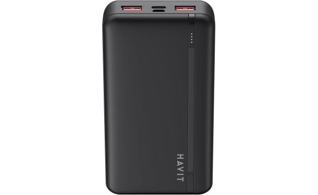 HAVIT PB92 Power Bank 20000mAh Dual Fast Charge 20W & 22.5W , Multiple USB A Outputs, USB Type C , LED Indicator, Triple Protection Charging for Compatible Devices - Black