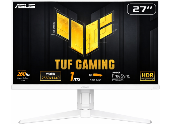 ASUS TUF VG27AQML1A Gaming 27" Fast IPS 2K HDR QHD 260Hz 1ms HDR400 G-SYNC Compatible Variable Overdrive 100% sRGB w/ Speakers , White