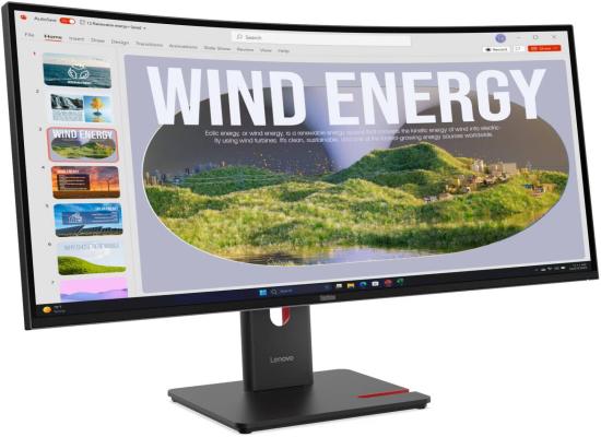 Lenovo ThinkVision T34WD-40 34” 2K WQHD 1500R Curved Ultrawide 120Hz w/ USB-C Docking Monitor up to 100W Power Delivery & Adjustable Stand , Eclipse Black