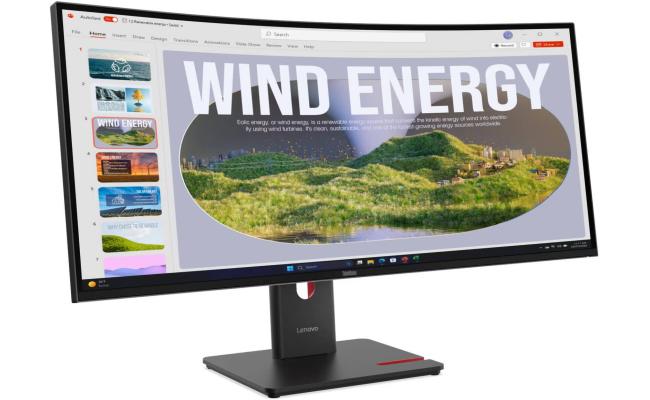 Lenovo ThinkVision T34WD-40 34” 2K WQHD 1500R Curved Ultrawide 120Hz w/ USB-C Docking Monitor up to 100W Power Delivery & Adjustable Stand , Eclipse Black