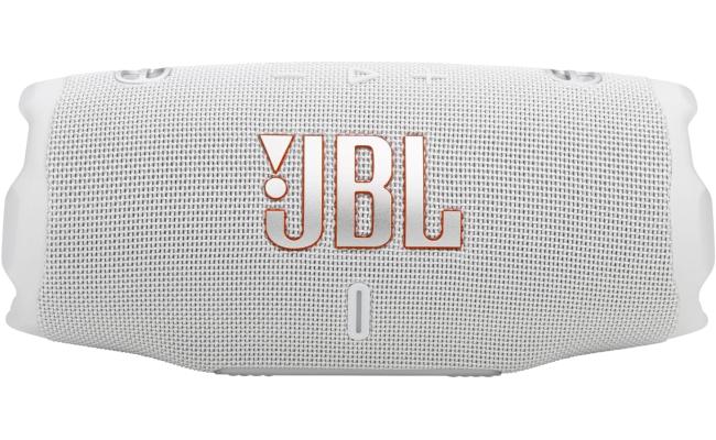 JBL Charge 6 - Portable Waterproof & Drop-Proof Bluetooth Speaker, Bold Pro Sound with AI Sound Boost, 28Hrs of Playtime, Built-in power bank & Comes with a Sturdy/Removable Carrying Strap - White