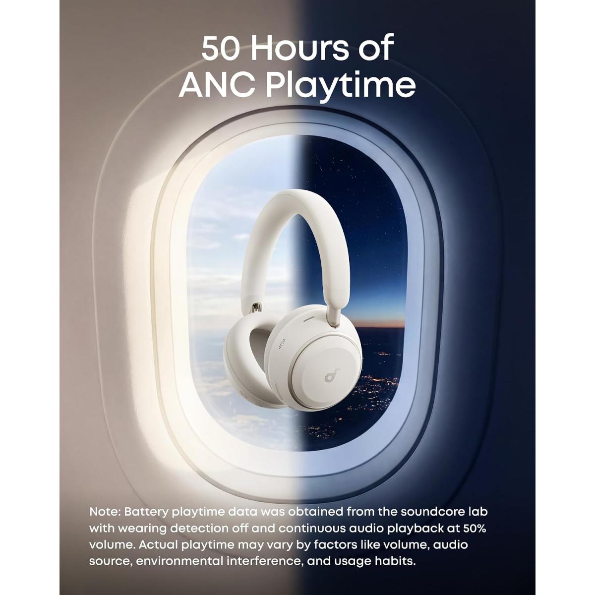 Anker Soundcore Space 2, Active Noise Cancelling Headphones, Comfortable Fit, 50H Playtime, LDAC Hi-Res Wireless Audio, Dual Connection, Clear Calls, Bluetooth 6.1, White Anker Soundcore Space 2, Active Noise Cancelling Headphones, Comfortable Fit, 50H Playtime, LDAC Hi-Res Wireless Audio, Dual Connection, Clear Calls, Bluetooth 6.1, White